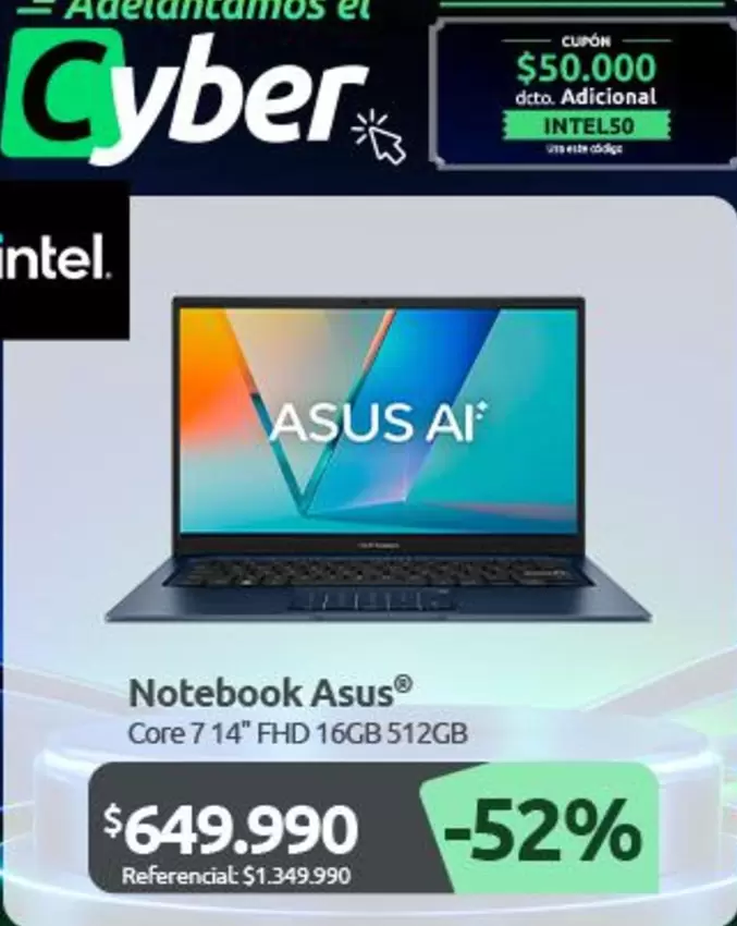 Asus - Notebook Core 7 14" Fhd 16gb 512gb