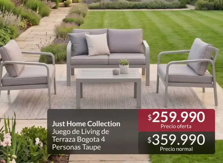 Just Home Collection Juego De Living De Terraza Gogota 4 Personas Taupe