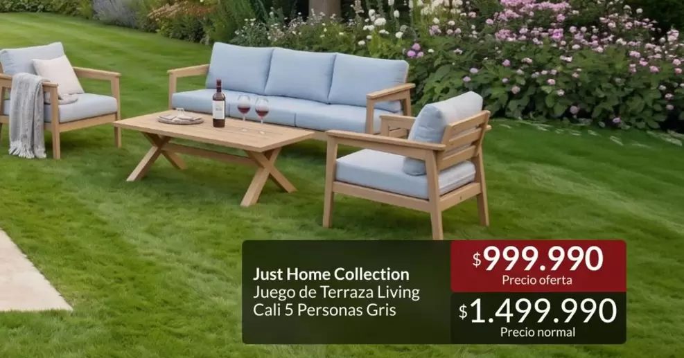 Just Home Collection Juego De Terraza Living Cali 5 Personas Gris