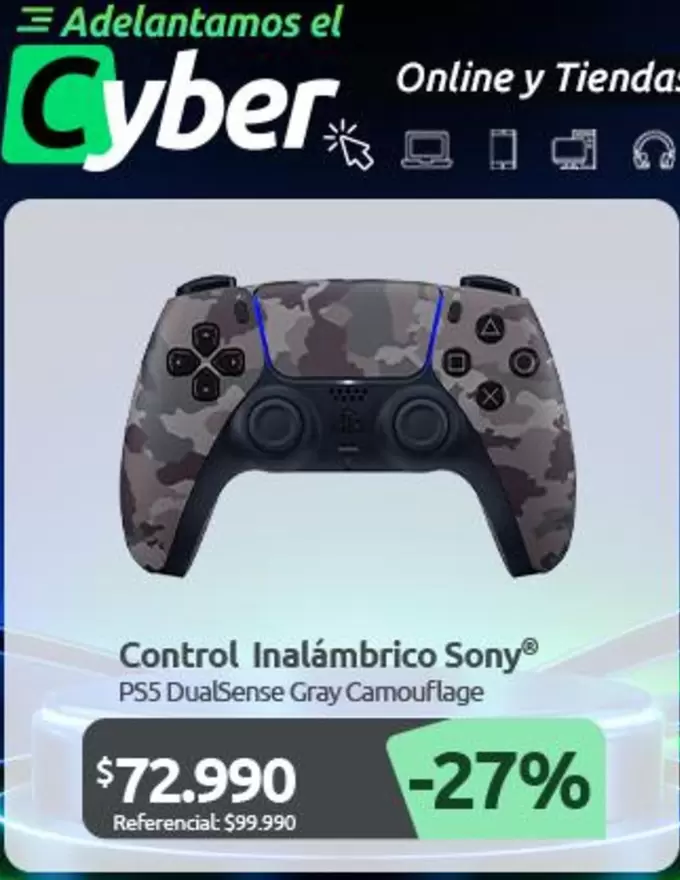 Control - Inalámbrico Sony® Ps5 DualSense Gray Camouflage