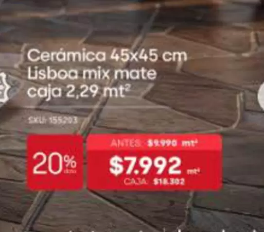 Ceramica 45x45 Cm Lisboa Mix Mate