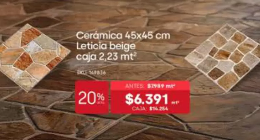 Cerámica 45x45 Cm Leticia Beige Caja