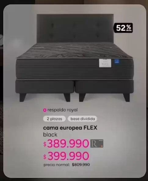 Royal - Cama Europea Flex Black
