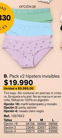 Perla - Pack x2 hipsters invisibles