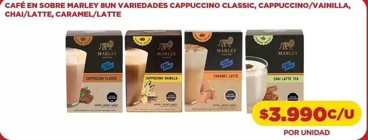 Marley - Cafe En Sobre  Bun Variedades Cappuccino Classic, Cappuccino/Vainilla