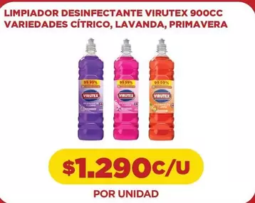 Virutex - Limpiador Desinfectante 900cc Variedades Citrico, Lavanda, Primavera