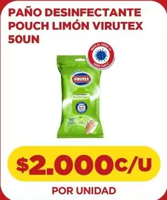 Virutex - Paño Desinfectante Pouch Limón