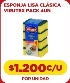Virutex - Esponja Lisa Clásica Pack 4un