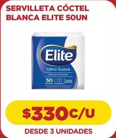 Elite - Servilleta Coctel Blanca 50un