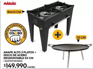 Maigas - Anafe Alto 2 Platos + Disco De Acero Desmontable