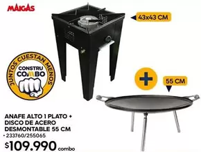 Maigas - Anafe Alto 1 Plato + Disco De Acero Desmontable 55 Cm