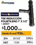 Tee Reduccion Polietileno 1" X 1/2"