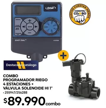 Clear - Combo Programador 4 Estaciones + Valvulua Solenoxide Hi 1''