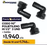 Hoffens - Codo 90° Polietileno Hi 1/2" 3 Und