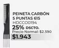 Peineta Carbón 5 Puntas 615