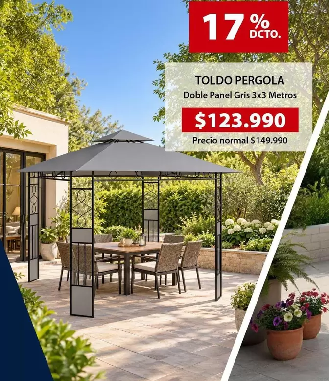 Tollodo Pergola Doble Panel Gris