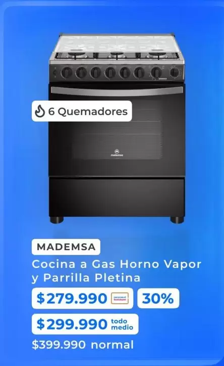 Mademsa - Cocina A Gas Horno Vapor Y Parrilla Pletina