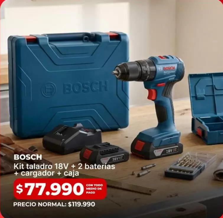 Bosch - Kit Taladro + 2 Baterías + Cargador + Caja