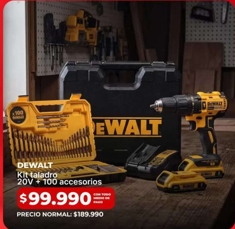 Dewalt - Kit Taladro 20V + 100 Accesorios