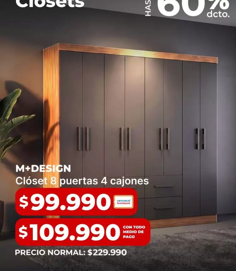 Closet 8 puertas 4 cajones