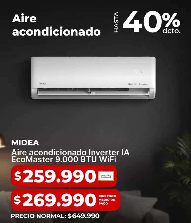 Midea - Aire Acondicionado Inverter Ia Ecomaster 9000 Btu Wifi