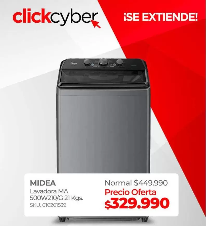 Midea - Lavadora Ma 500W210/G 21 Kg