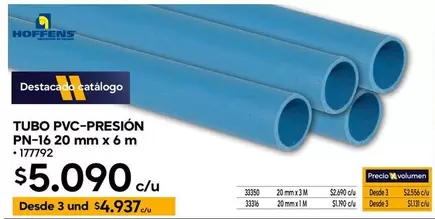 Hoffens - Tubo Pvc-presion PN-16 20 mm x 6 m