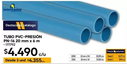 Hoffens - Tubo PVC-PRESION PN-16 20 mm x 6 m