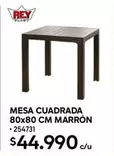 Rey - Mesa Cuadrada 80x80 Cm Marron