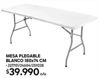 Mesa Plegable Blanco 180x74 Cm