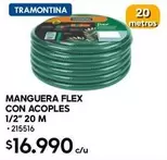 Tramontina - Manguera Flex Con Acoples 1/2" 20 M