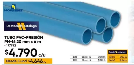 Hoffens - Tubo Pvc-presion PN-16 20 mm x 6 m