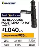 Tee Reduccion Polietileno 1" X 1/2"