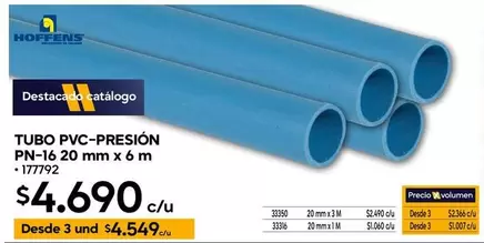 Hoffens - Tubo PVC-Presion PN-16 20 mm x 6 m