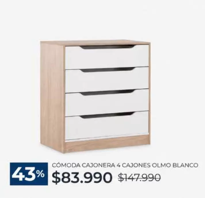 Comoda Cajonera 4 Cajones Blanco