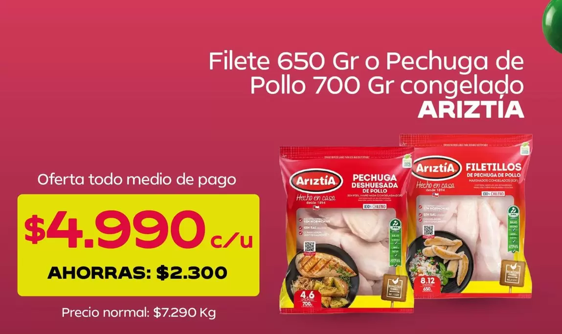 Ariztía - Filete 650 Gr O Pechuga De Pollo