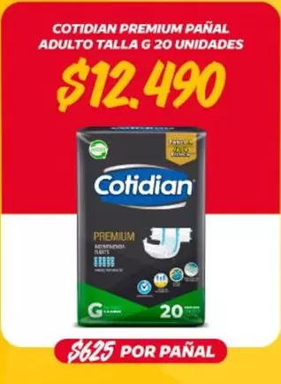 Cotidian - Premium Pañal Adulto Talla G 20 Unidades