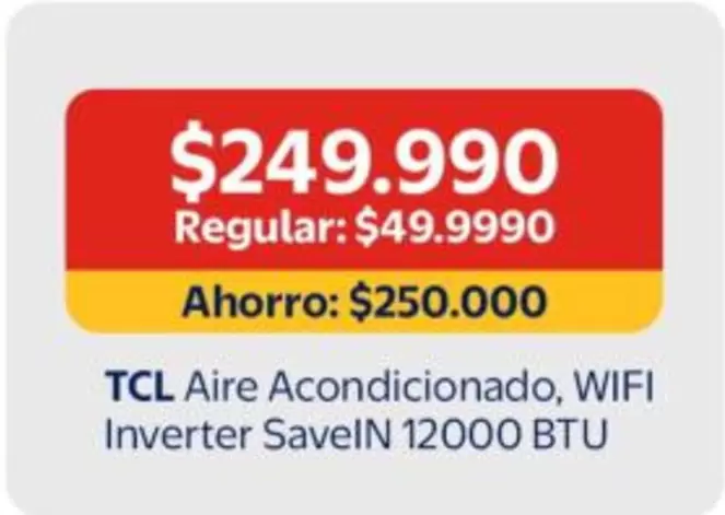 TCL - Aire Acondicionado, Wifi Inverter Savein 12000 Btu