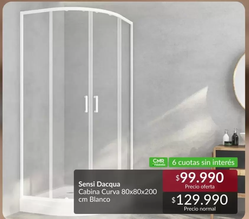 Falabella - Sensi Dacqua Cabina Curva 80x80x200 Cm Blanco