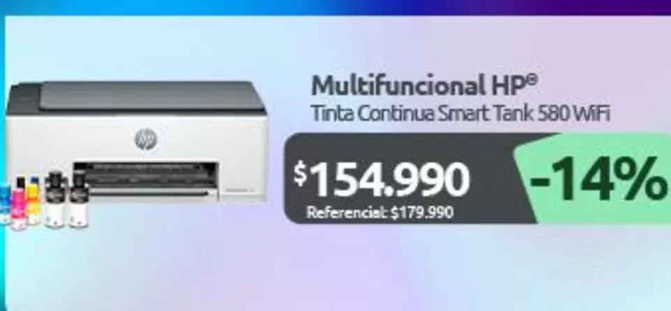 HP - Multifuncional Tinta Continua Smart Tank 580 Wifi