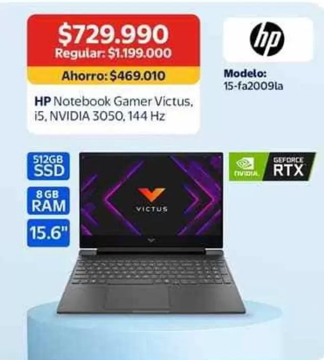 HP - Notebook Gamer Victus, 15, Nvidia 3050, 144 Hz
