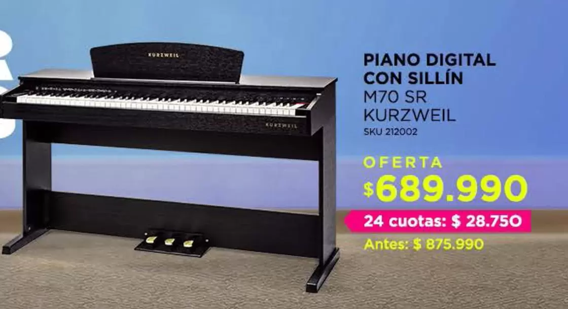 Piano Digital Con Sillín M70 Srl
