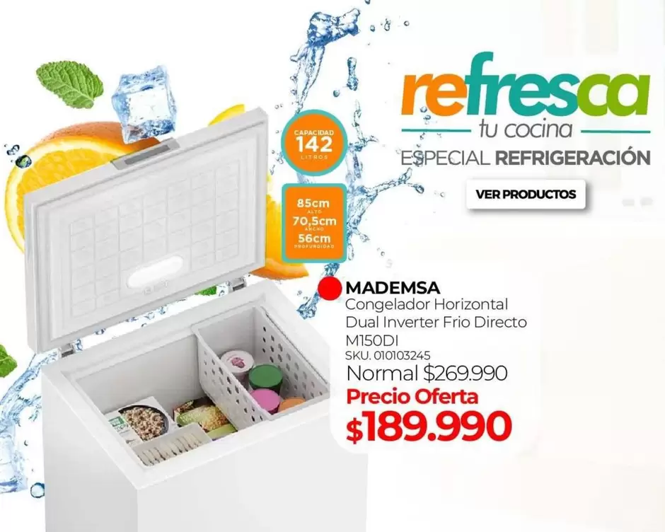 Mademsa - Congelador Horizontal Dual Inverter Frio Directo