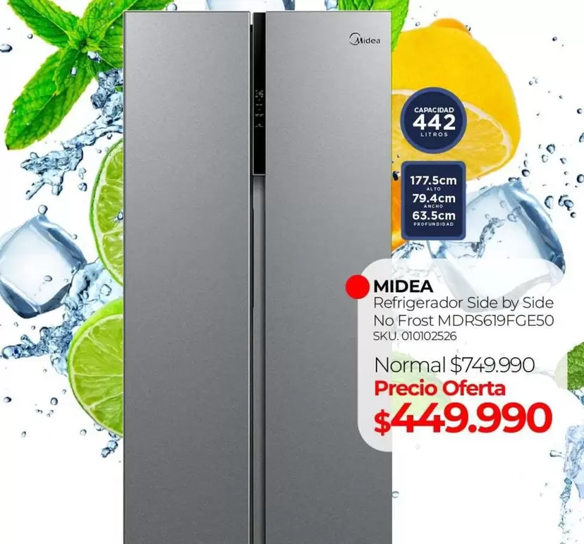 Midea - Refrigerador Side By Side No Frost MDR561FG50
