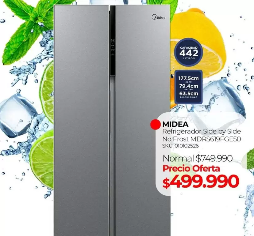 Midea - Refrigerador Side By Side No Frost MDR561FG50