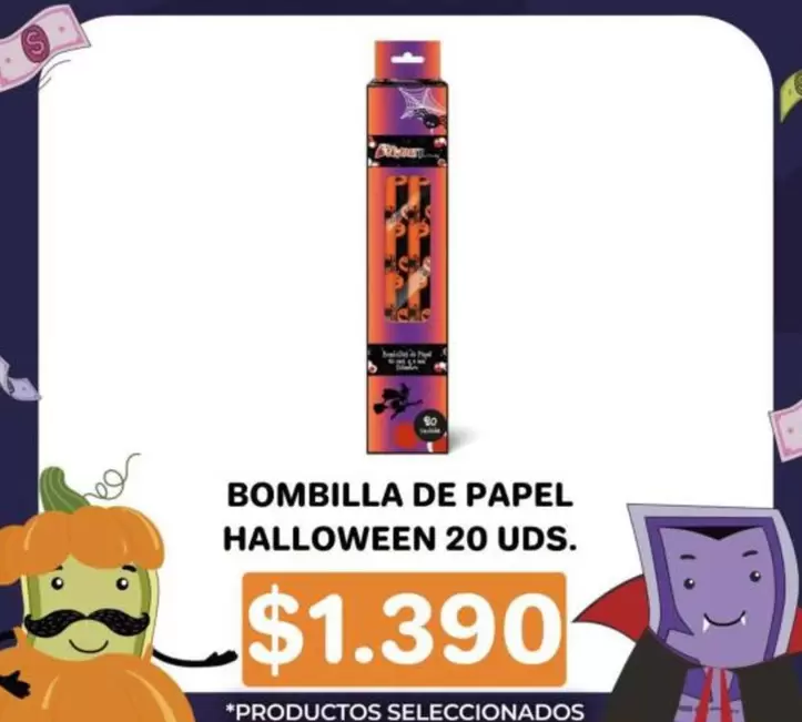 Bombilla De Papel Halloween 20 Uds.