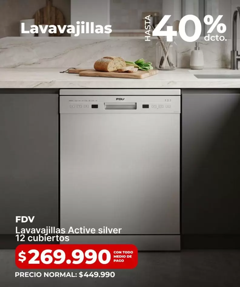 FDV - Lavavajillas Active Silver 12 Cubiertos