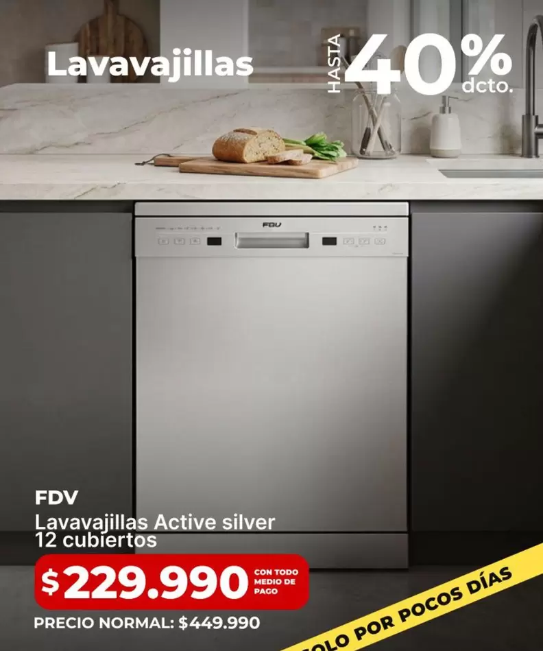 FDV - Lavavajillas Active Silver 12 Cubiertos