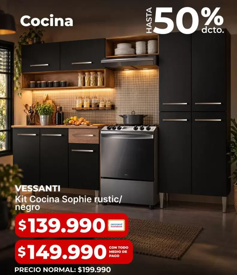 Vessanti - Kit Cocina Sophie Rustic/ Negro