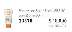 Protector Solar Facial Fps 50 Sun Zone 50 Ml. 23378